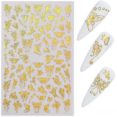 2 Sheets Butterfly Nail Art Stickers Self Adhesive Decals For DIY Or Nail Salons