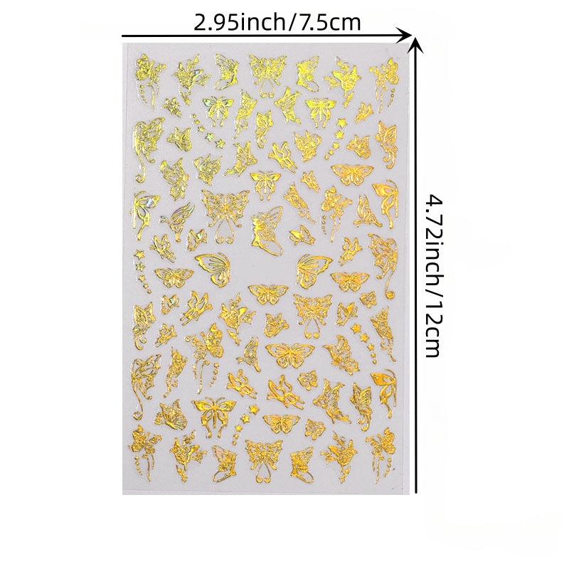 2 Sheets Butterfly Nail Art Stickers Self Adhesive Decals For DIY Or Nail Salons