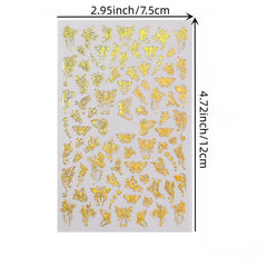 2 Sheets Butterfly Nail Art Stickers Self Adhesive Decals For DIY Or Nail Salons