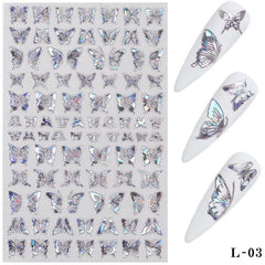2 Sheets Butterfly Nail Art Stickers Self Adhesive Decals For DIY Or Nail Salons