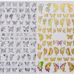 2 Sheets Butterfly Nail Art Stickers Self Adhesive Decals For DIY Or Nail Salons