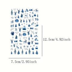 5pcs Christmas Snowflake Reindeer Nail Art Stickers Self Adhesive