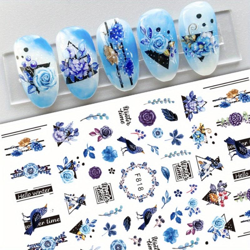 5pcs Christmas Snowflake Reindeer Nail Art Stickers Self Adhesive