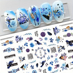 5pcs Christmas Snowflake Reindeer Nail Art Stickers Self Adhesive