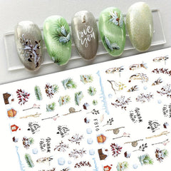 5pcs Christmas Snowflake Reindeer Nail Art Stickers Self Adhesive