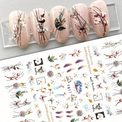 5pcs Christmas Snowflake Reindeer Nail Art Stickers Self Adhesive
