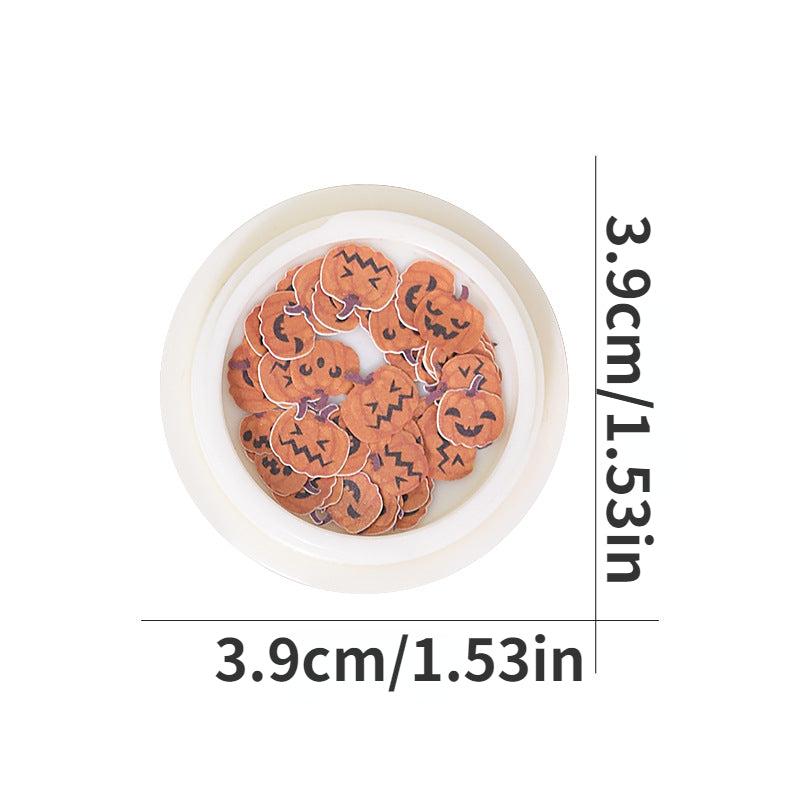 12pcs Halloween Nail Sequins Sticker Grim Reaper Ghost Pumpkin Skull Nail Flakes