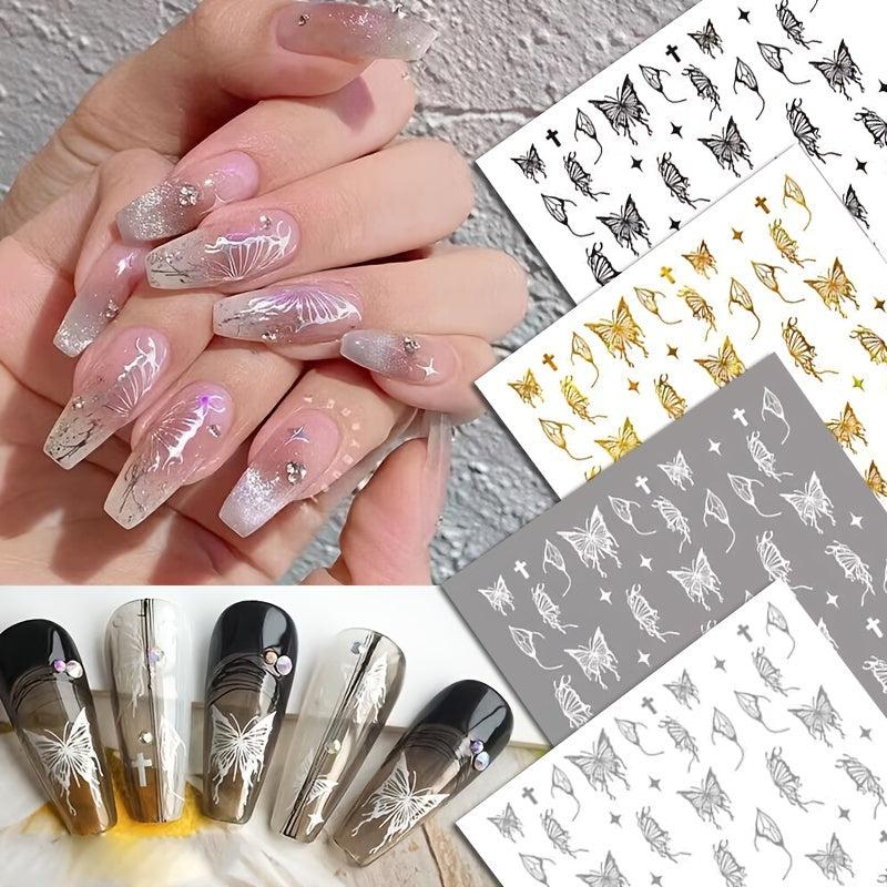 6pcs Butterfly Nail Art Stickers 3D Self-adhesive Nail Stickers