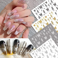 6pcs Butterfly Nail Art Stickers 3D Self-adhesive Nail Stickers