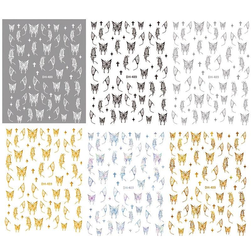 6pcs Butterfly Nail Art Stickers 3D Self-adhesive Nail Stickers