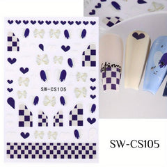 Cat & Leaf Nail Sticker Summer Spring Flowers Nail Decor