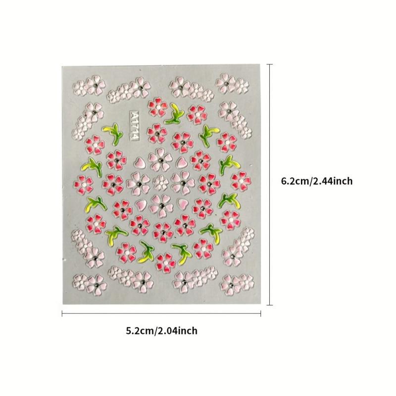 Colorful Flower Nail Art Stickers Self Adhesive Decals