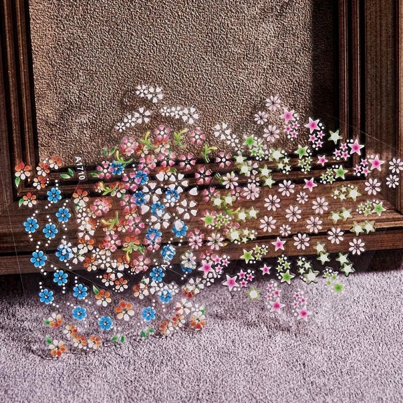 Colorful Flower Nail Art Stickers Self Adhesive Decals