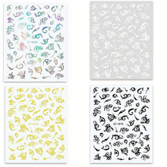 4 Sheets Retro Bohemian Totem Nail Art Stickers Self Adhesive Nail Art Decals