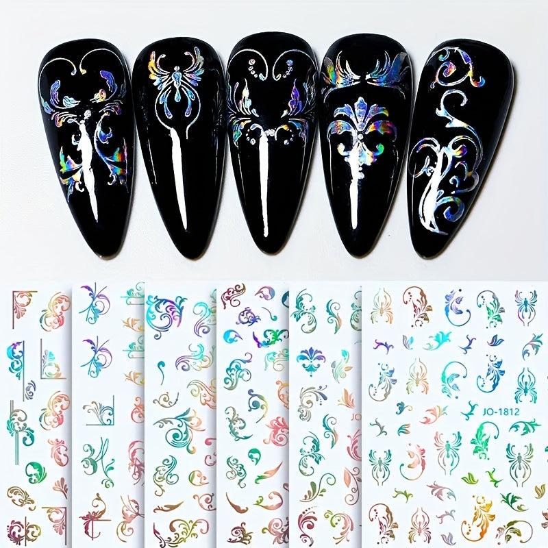4 Sheets Retro Bohemian Totem Nail Art Stickers Self Adhesive Nail Art Decals