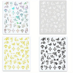 4 Sheets Retro Bohemian Totem Nail Art Stickers Self Adhesive Nail Art Decals