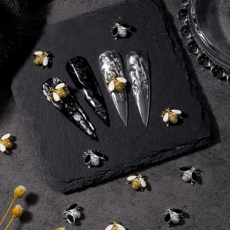 10pcs Bee Nail Art Charms Alloy 3D Punk Nail Accessories DIY Nail Salons