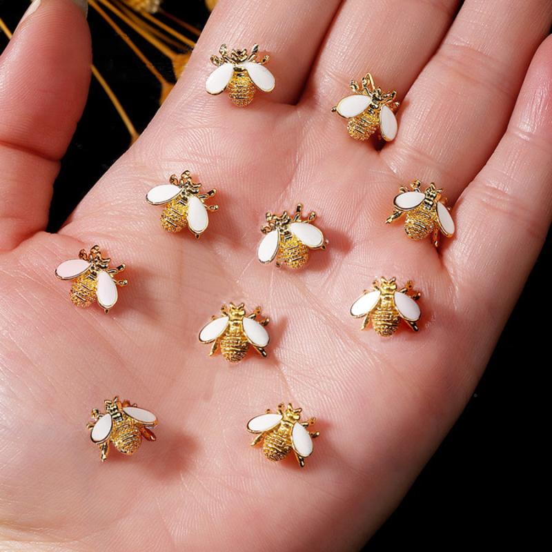10pcs Bee Nail Art Charms Alloy 3D Punk Nail Accessories DIY Nail Salons