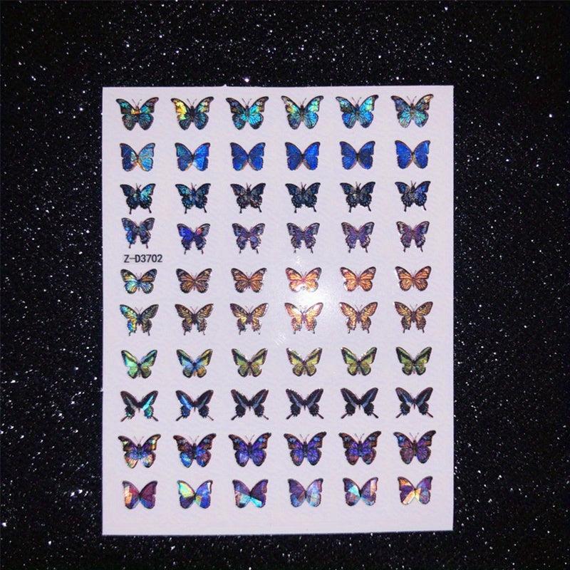 Holographic Butterfly Nail Art Decals 3D Self-Adhesive Nail Supplies