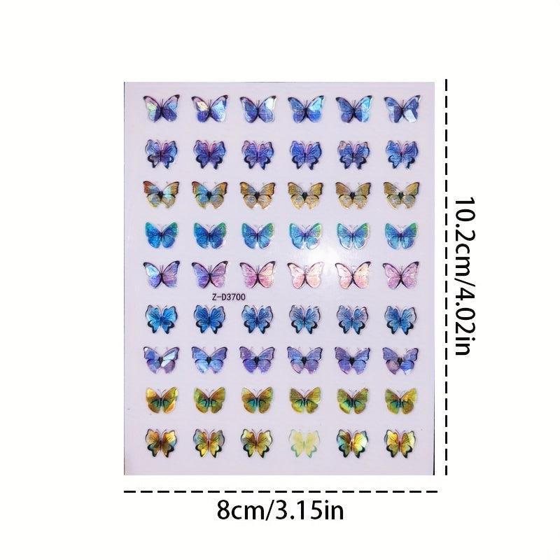 Holographic Butterfly Nail Art Decals 3D Self-Adhesive Nail Supplies