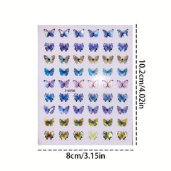 Holographic Butterfly Nail Art Decals 3D Self-Adhesive Nail Supplies