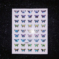 Holographic Butterfly Nail Art Decals 3D Self-Adhesive Nail Supplies