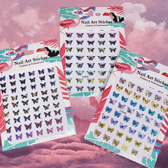 Holographic Butterfly Nail Art Decals 3D Self-Adhesive Nail Supplies