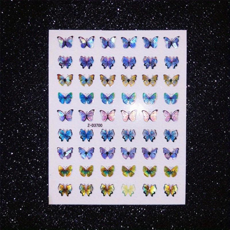 Holographic Butterfly Nail Art Decals 3D Self-Adhesive Nail Supplies