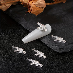10pcs Alloy Gun Shape Charms Nail Art Rhinestones 3D Nail Gems