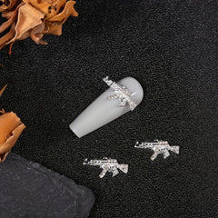 10pcs Alloy Gun Shape Charms Nail Art Rhinestones 3D Nail Gems