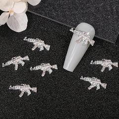 10pcs Alloy Gun Shape Charms Nail Art Rhinestones 3D Nail Gems