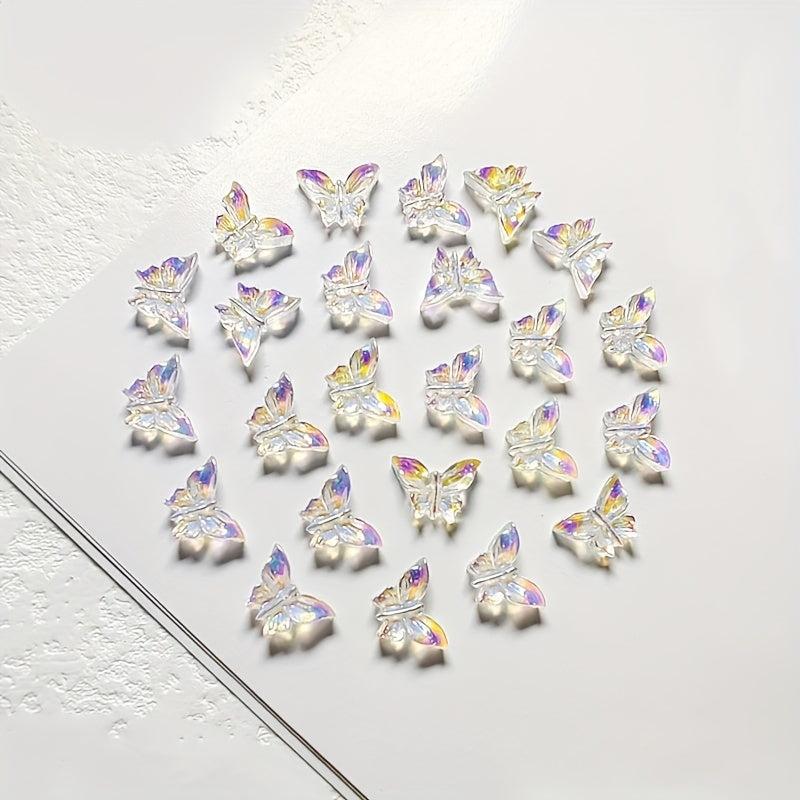 50Pcs Mixed 3D Butterfly Nail Art Decoration Aurora Resin Nails Tool
