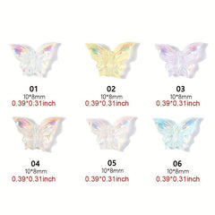 50Pcs Mixed 3D Butterfly Nail Art Decoration Aurora Resin Nails Tool