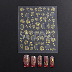 5D Embossed Nail Stickers Bronzing Rose For DIY Nail Art