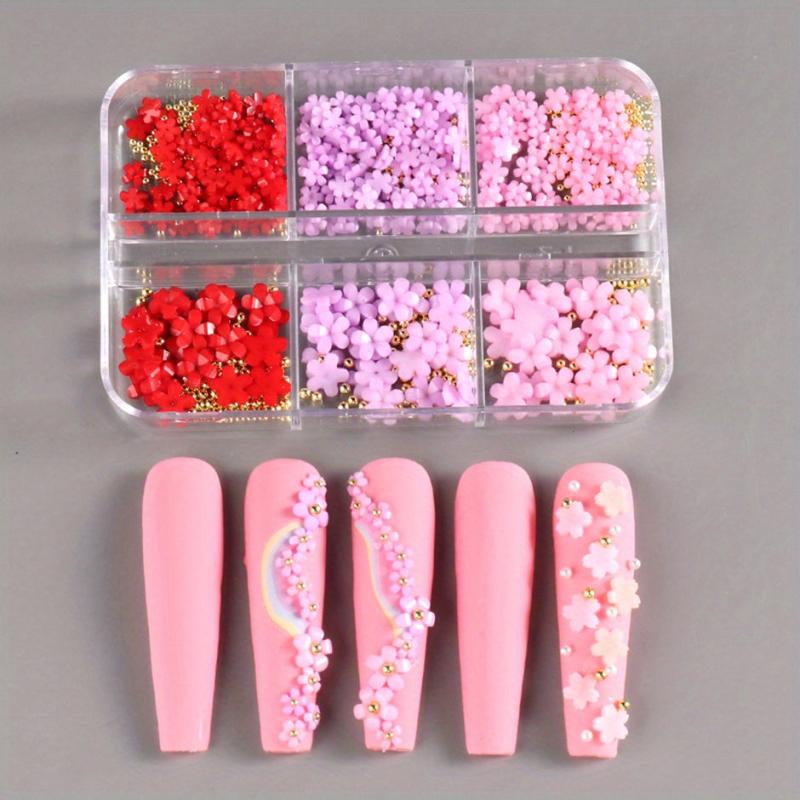 Floral Nail Charms 6 Grids Acrylic Flower Nail Art Decoration