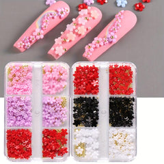 Floral Nail Charms 6 Grids Acrylic Flower Nail Art Decoration