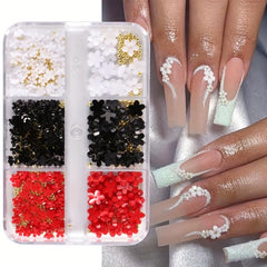 Floral Nail Charms 6 Grids Acrylic Flower Nail Art Decoration