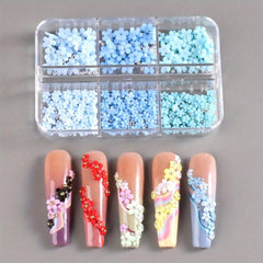 Floral Nail Charms 6 Grids Acrylic Flower Nail Art Decoration