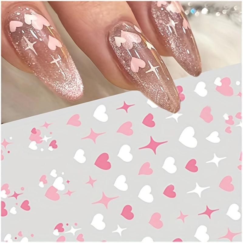8 Sheets 3D Self Adhesive Nail Stickers Star Cloud Heart Decals for DIY or Salon