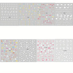 8 Sheets 3D Self Adhesive Nail Stickers Star Cloud Heart Decals for DIY or Salon