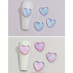 50pcs Heart Crystal Nail Charms Rhinestone 3D Glitter Nail Art Decoration