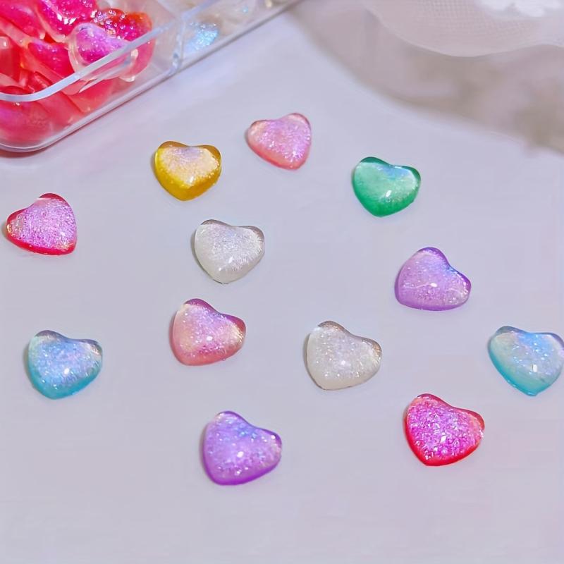 50pcs Heart Crystal Nail Charms Rhinestone 3D Glitter Nail Art Decoration