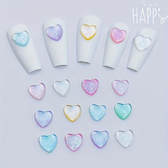 50pcs Heart Crystal Nail Charms Rhinestone 3D Glitter Nail Art Decoration