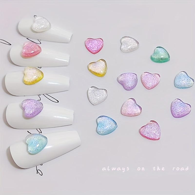 50pcs Heart Crystal Nail Charms Rhinestone 3D Glitter Nail Art Decoration