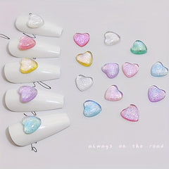 50pcs Heart Crystal Nail Charms Rhinestone 3D Glitter Nail Art Decoration