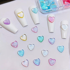 50pcs Heart Crystal Nail Charms Rhinestone 3D Glitter Nail Art Decoration