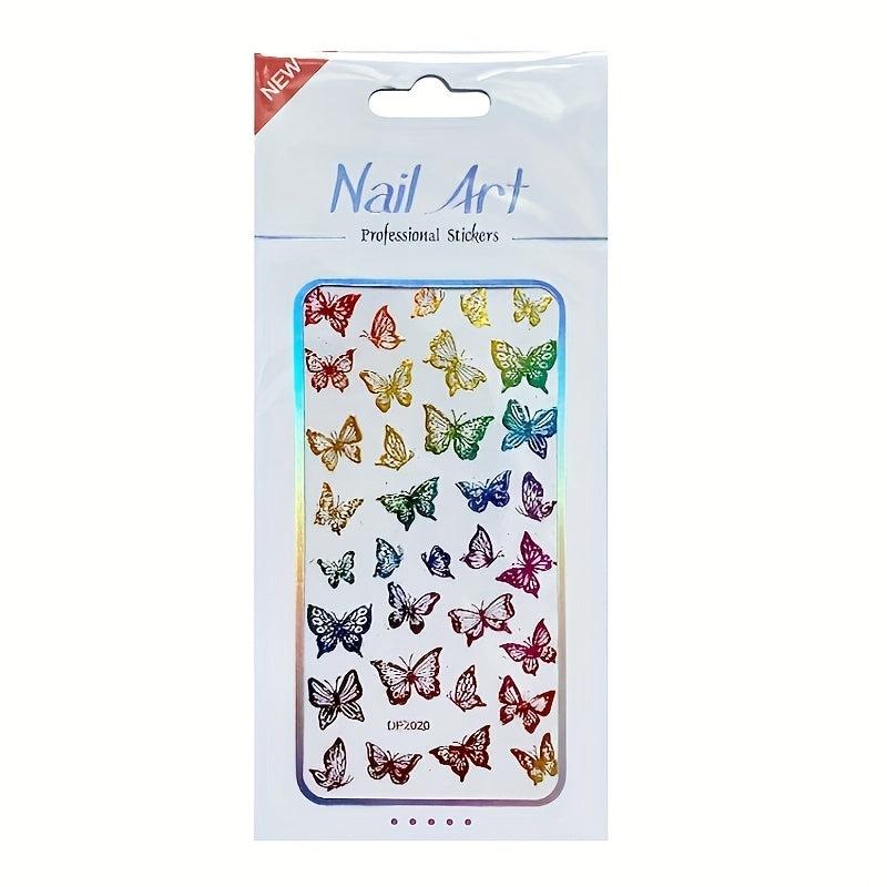 5 Sheets Butterfly Nail Art Stickers Self Adhesive Nail Decals DIY or Salons