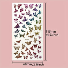 5 Sheets Butterfly Nail Art Stickers Self Adhesive Nail Decals DIY or Salons