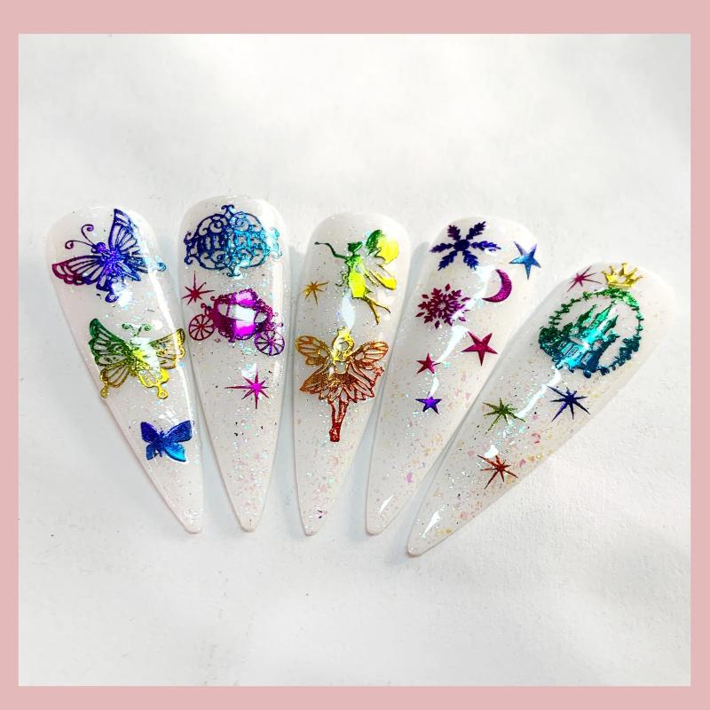 5 Sheets Butterfly Nail Art Stickers Self Adhesive Nail Decals DIY or Salons