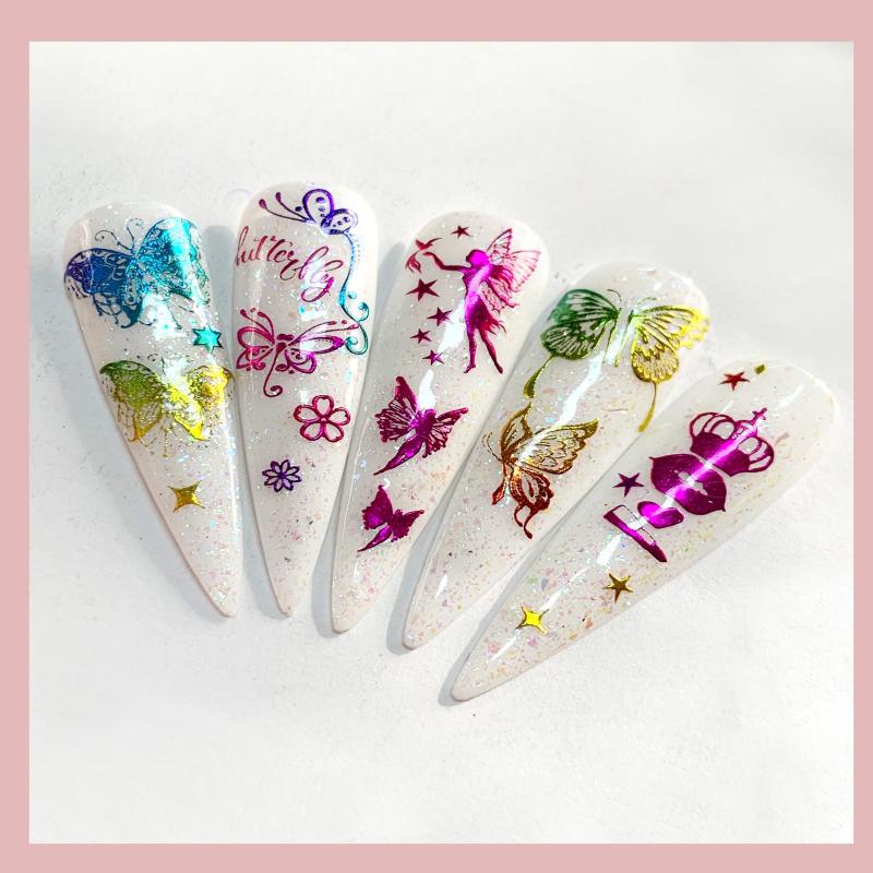 5 Sheets Butterfly Nail Art Stickers Self Adhesive Nail Decals DIY or Salons